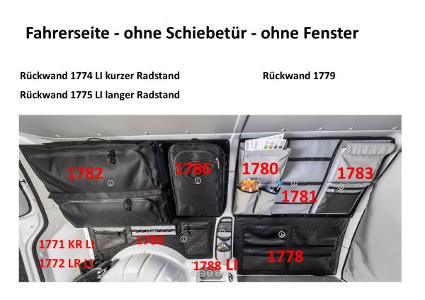 VanEquip Stautaschensystem Fenster hinten links Fahrerseite langer Radstand T5 / T6 / T6.1 Transporter