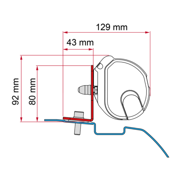 Fiamma Adapter 98655Z026 als Skizze mit Maße