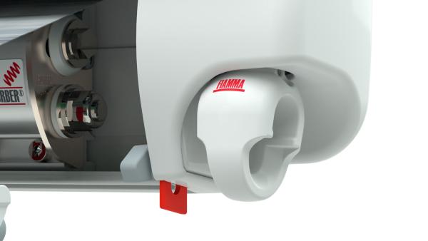 Fiamma Markise F45s Detailansicht von der Aufhängung der Kurbel