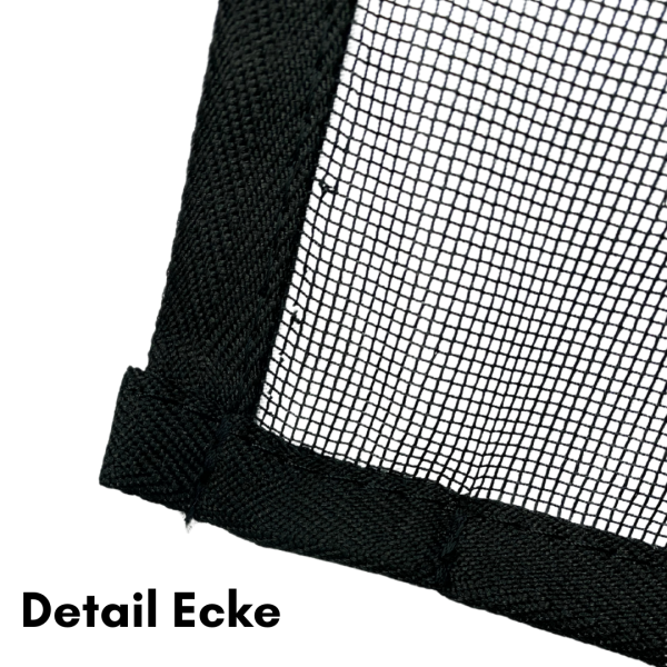 Detailansicht der vernähten Ecke vom Insektenschutzgitter