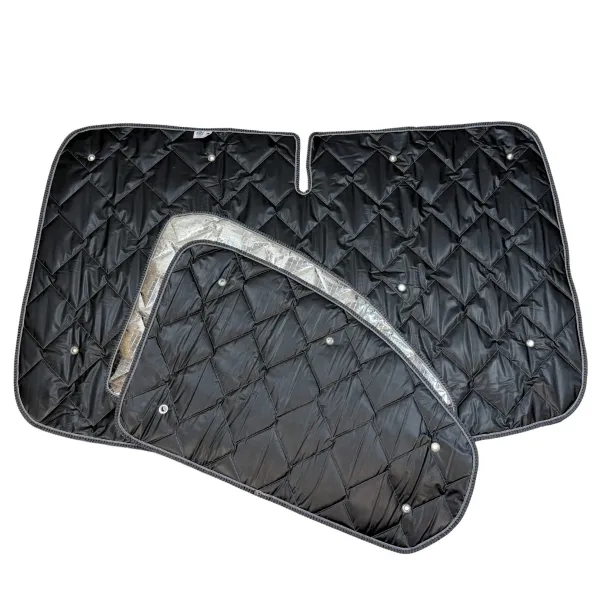 Set: Thermomatten schwarz Komplettset 9-teilig Ford Tourneo Custom V710 ab 10/2023 / VW neuer Transporter langer Radstand