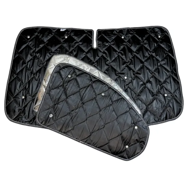 Set: Thermomatten schwarz Komplettset 8-teilig Ford Tourneo Custom V710 ab 10/2023 / VW neuer Transporter kurzer Radstand + Heckklappe