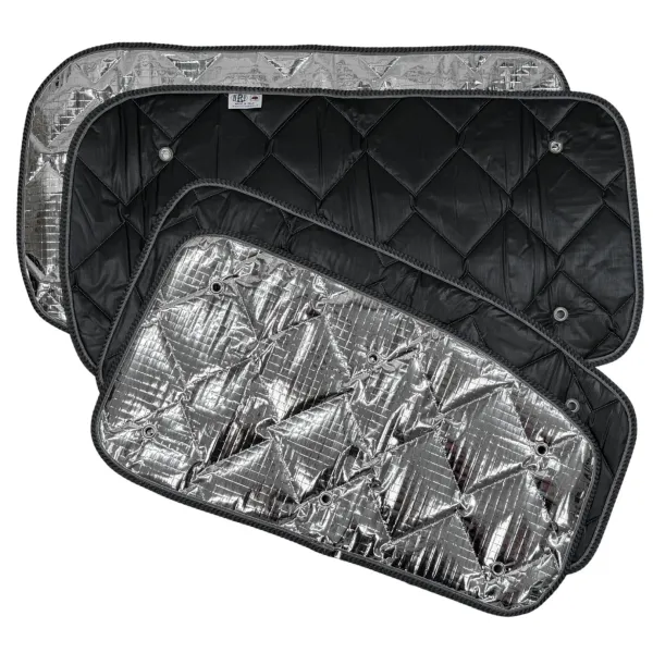 Set: Thermomatten schwarz Komplettset 8-teilig Ford Tourneo Custom V710 ab 10/2023 / VW neuer Transporter kurzer Radstand + Heckklappe