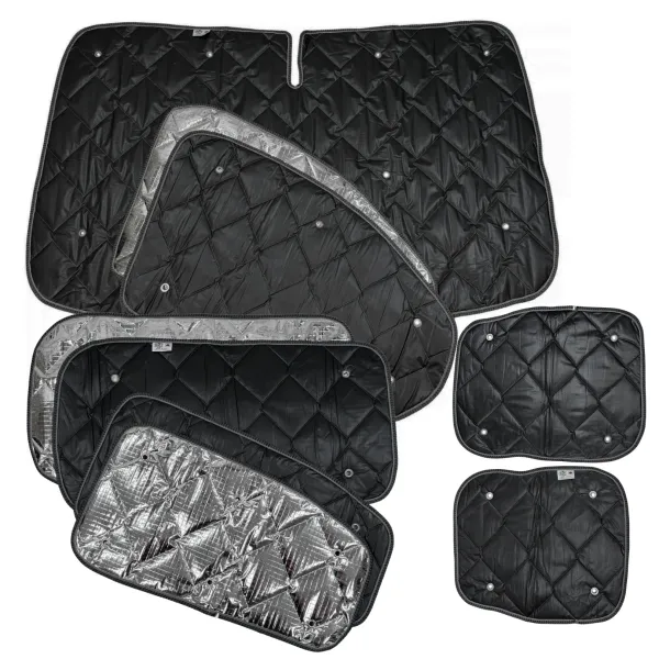 Set: Thermomatten schwarz Komplettset 9-teilig Ford Tourneo Custom V710 ab 10/2023 / VW neuer Transporter kurzer Radstand