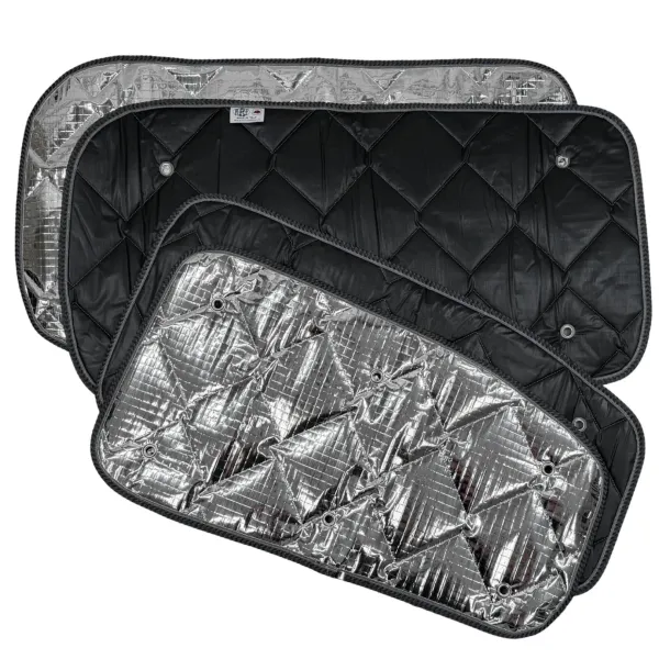 Set: Thermomatten schwarz Komplettset 9-teilig Ford Tourneo Custom V710 ab 10/2023 / VW neuer Transporter kurzer Radstand