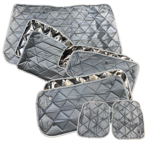Set: Thermomatten Komplettset 9-teilig Ford Tourneo Custom V710 ab 10/2023 / VW neuer Transporter kurzer Radstand