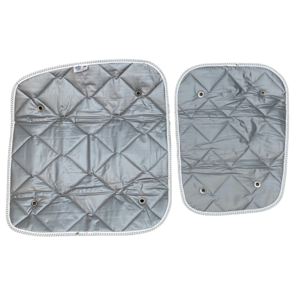 Thermomatten Doppeltür mit grauer Innenseite und silberner Außenseite