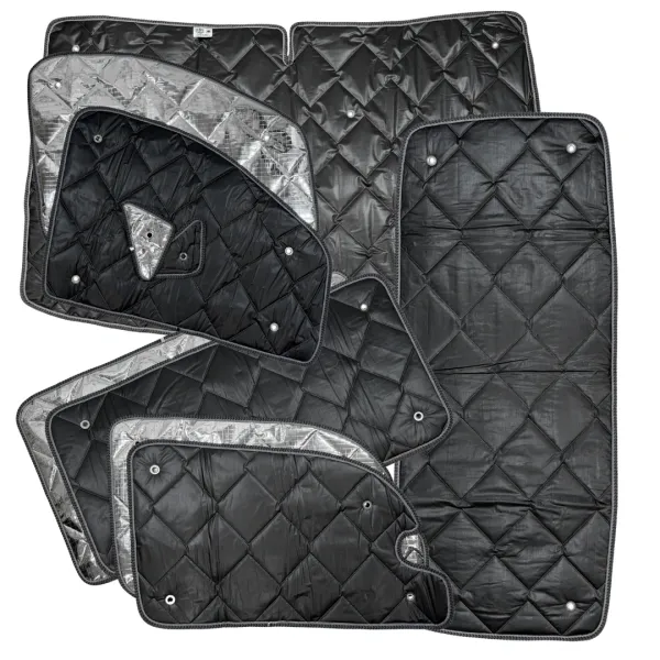 Set: Thermomatten schwarz Komplettset 8-teilig Mercedes Vito / Viano 2004 - 2014 (W639) kurzer Radstand für Heckklappe