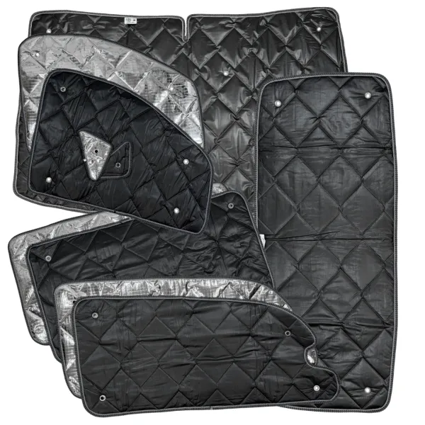 Set: Thermomatten schwarz Komplettset 8-teilig Mercedes Vito / Viano 2004 - 2014 (W639) langer Radstand für Heckklappe