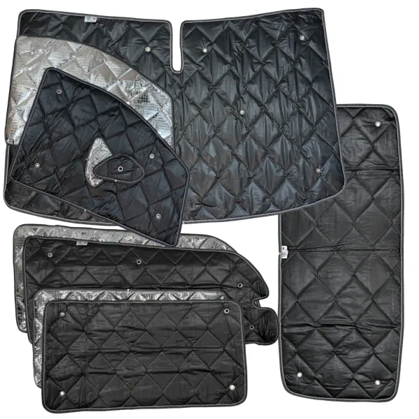 Set: Thermomatten schwarz Komplettset 8-teilig Mercedes Vito / Viano 2004 - 2014 (W639) extra langer Radstand für Heckklappe