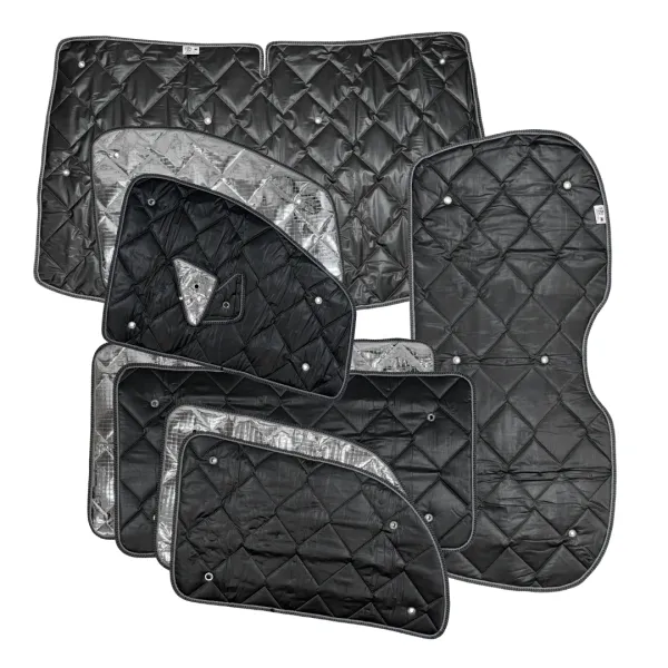 Set: Thermomatten schwarz Komplettset 10-teilig Mercedes Vito, Viano, V-Klasse, Tourer ab 2014 (447) kurzer Radstand für Heckklappe