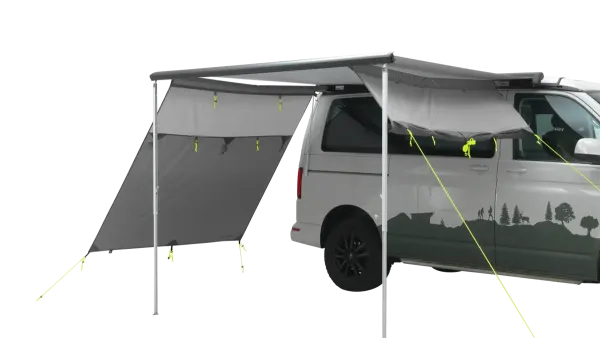 Outwell Fallcrest Seitenplanen Set grau mit einer hochgerollten seite