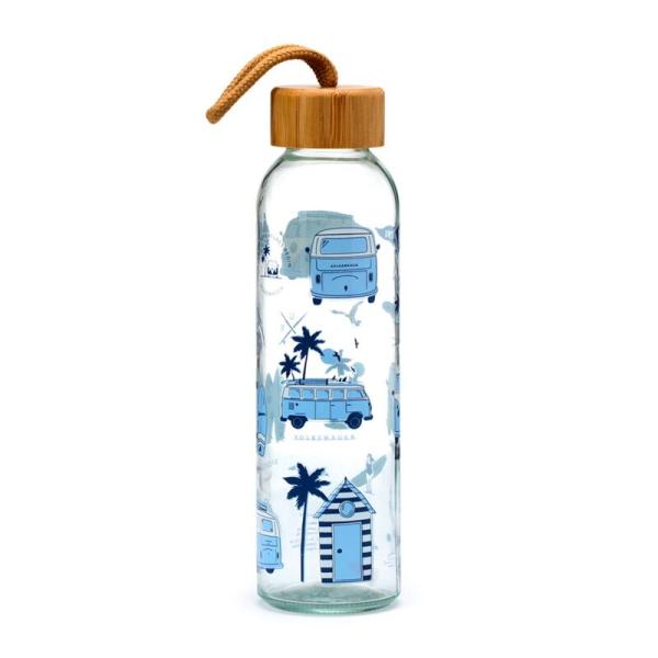 Volkswagen VW T1 Bulli Abenteuer Trinkflasche - Glas & Bambus
