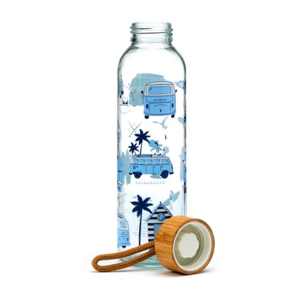 Volkswagen VW T1 Bulli Abenteuer Trinkflasche - Glas & Bambus