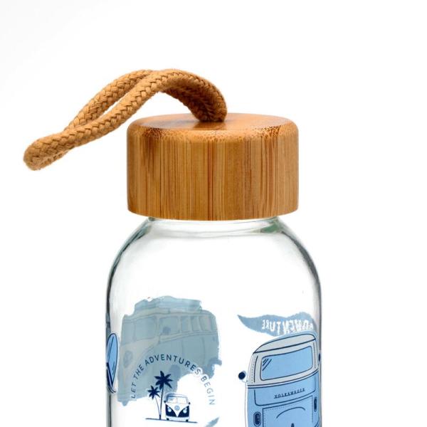 Volkswagen VW T1 Bulli Abenteuer Trinkflasche - Glas & Bambus
