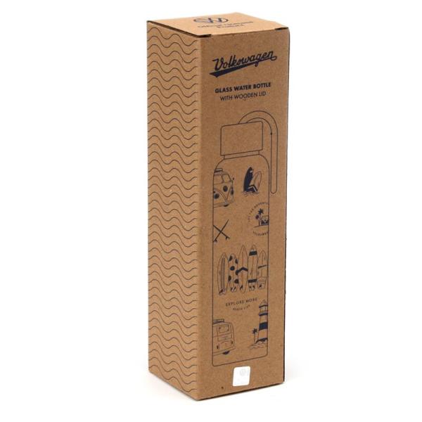 Volkswagen VW T1 Bulli Abenteuer Trinkflasche - Glas & Bambus