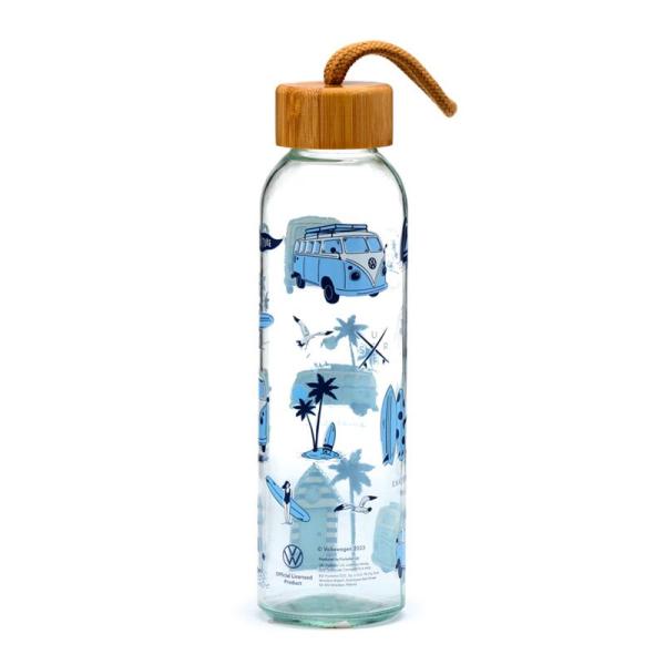 Volkswagen VW T1 Bulli Abenteuer Trinkflasche - Glas & Bambus