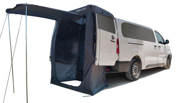 Vancabin Heckzelt Doppeltür für PSA-Fahrezuge montiert