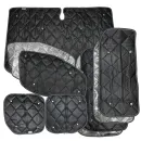 Set: Thermomatten schwarz Komplettset 9-teilig für Ford Custom 2012 - 2023 kurzer Radstand für Heckflügeltüren